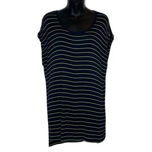 Cabi Medium Tunic Top Island Stripe Ibiza Tee Jersey Knit Hi-Low Blue Green 5333